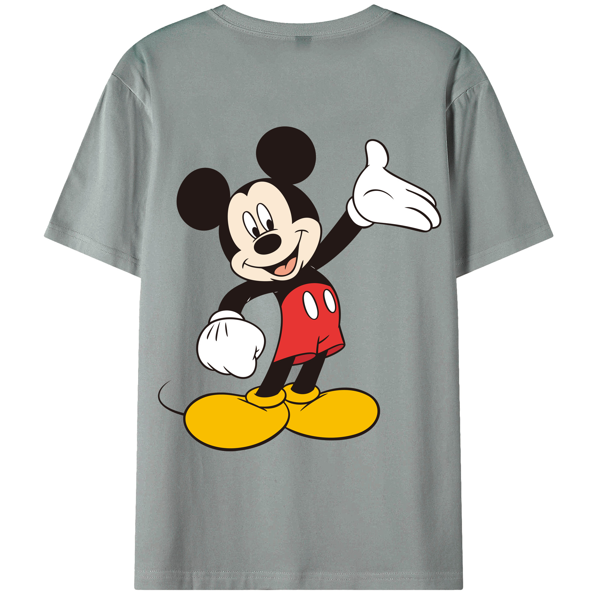 ミッキーマウス Mickey Mouse 綿100％ メンズ半袖Tシャツ（バックプリント） 通気性